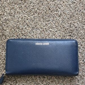 Roberto Cavalli Dark Blue Leather Wallet
